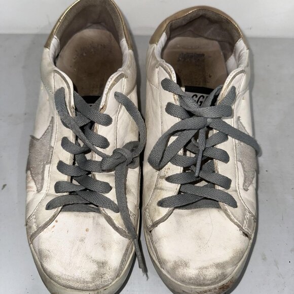 Golden Goose Superstar Shoes Womens Size 9 White Gray Star Gold Heel Sneakers - Picture 2 of 11